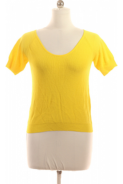 riani Dámská žlutá pletená halenka krátký rukáv hluboký výstřih Velikost 36 | riani | obrázek 2