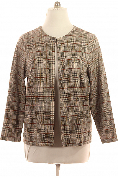 GINA LAURA Dámský béžový kostkovaný polyesterový elegantní kardigan bez zapínání Vel. 50 | GINA LAURA | obrázek 2