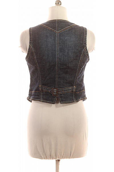Biba Dámská bavlněná modrá džínová krátká vesta bez rukávů se zapínáním Velikost 40 | Biba | obrázek 3