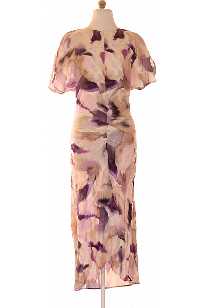 HM  Viskózové midi letní šaty fialové pastelové abstraktní volné Velikost s | HM  | obrázek 2