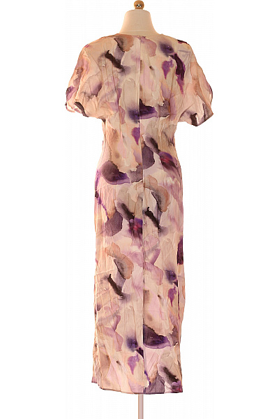 HM  Viskózové midi letní šaty fialové pastelové abstraktní volné Velikost s | HM  | obrázek 3