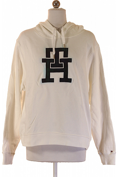 TOMMY HILFIGER Dámská Bílá Mikina S Kapucí A Velkým Potiskem Přes Hlavu Vel. Xxl