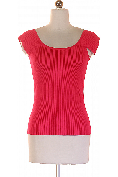 COMMA Dámské Viskózové žebrované Tričko Bez Rukávů Kulatý Výstřih Velikost 40