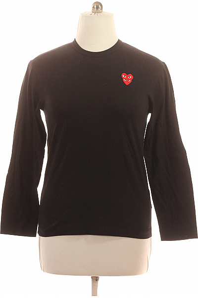 Dámské černé tričko dlouhý rukáv s kulatým výstřihem basic jednobarevné Vel. L | Unimoda | obrázek 2