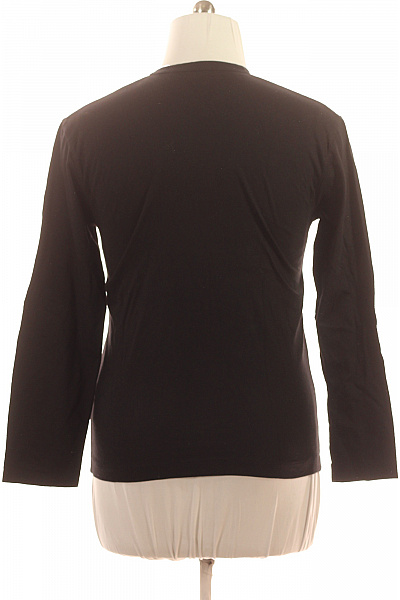 Dámské černé tričko dlouhý rukáv s kulatým výstřihem basic jednobarevné Vel. L | Unimoda | obrázek 3