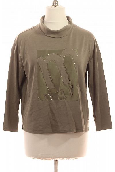 Monari Dámská Mikina Khaki S Dlouhým Rukávem A Kamínky Velikost 44