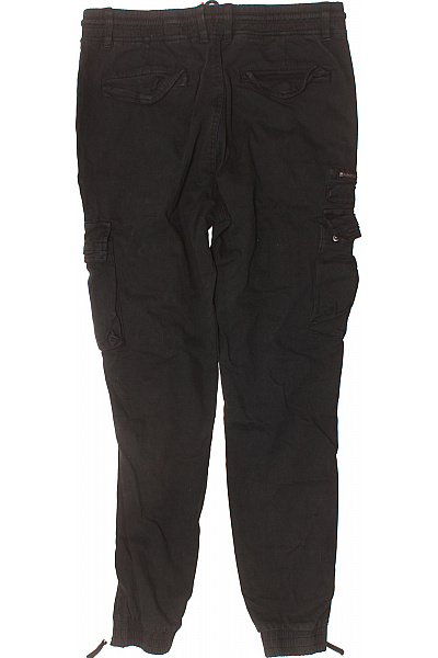 VINTAGE Pánské černé cargo jogger kalhoty volnočasové s kapsami na boku Vel. 36 | VINTAGE | obrázek 3