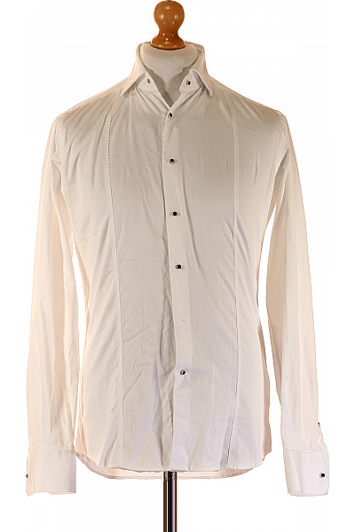 Karl Lagerfeld Pánská Bavlněná Košile Slim Fit Elegantní Bílá S Dlouhým Rukávem Velikost 37