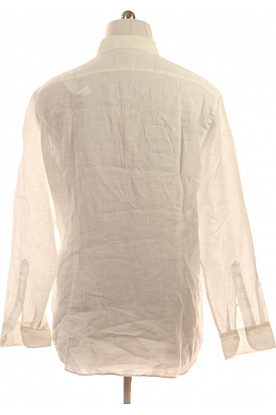 Pánská bílá lněná košile dlouhý rukáv letní elegantní Velikost 44 | Unimoda | obrázek 3