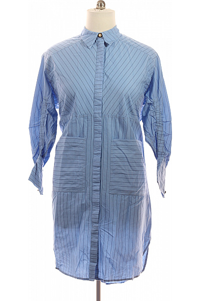 MUNTHE Modré pruhované košilové šaty s dlouhým rukávem a kapsami Velikost 36 | MUNTHE | obrázek 2
