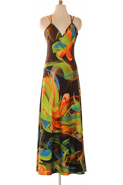Richmond Dlouhé Maxi Letní šaty Polyesterové Barevné Květované Na Ramínka Velikost 42