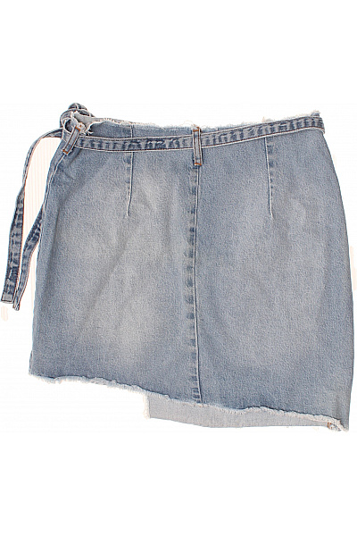 Dámská modrá bavlněná džínové mini sukně zavinovací s výšivkou květinová krátká Velikost S | Unimoda | obrázek 3