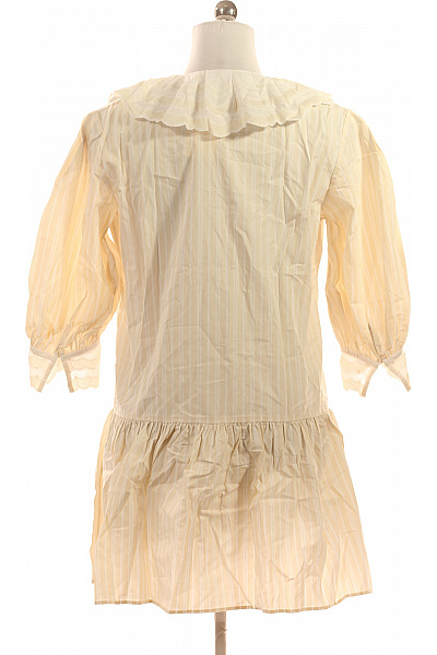 sandro Dámské žluté bavlněné polyesterové pruhované šaty tunikové retro volné Vel. 38 | sandro | obrázek 3