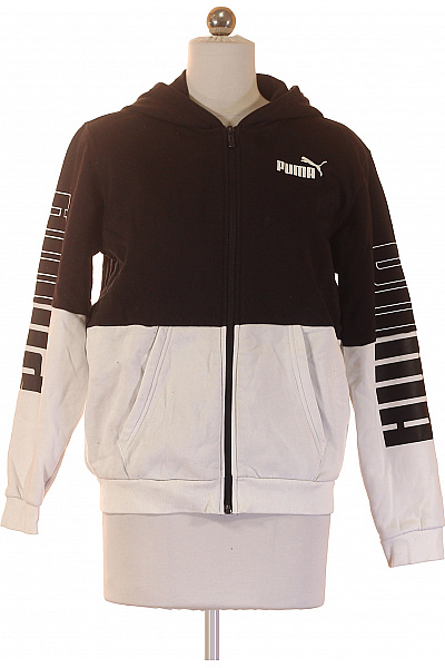 Puma Dětská Dívčí černobílá Sportovní Mikina Se Zipem A Kapucí Velikost 164 Cm