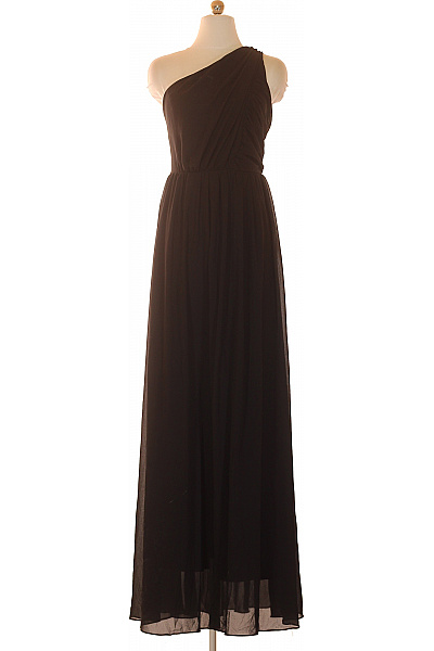 Kraimod Černé Dlouhé Maxi šaty Na Jedno Rameno Společenské šifonové Velikost 42