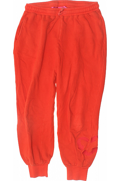 Oranžové Tepláky S Potiskem Volné Pohodlné S Kapsami Na Doma Velikost L