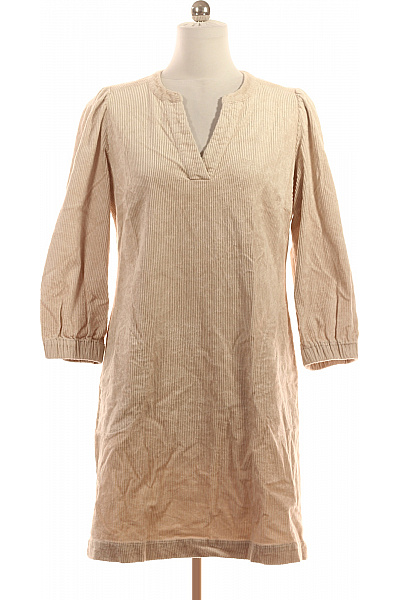 PART TWO Bavlněné Béžové Manšestrové Tunikové Šaty S Krátkým Rukávem Velikost 40