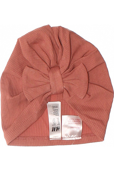HM  Dívčí Bavlněná čepice Turban Mašle žebrovaná Pudrově Růžová