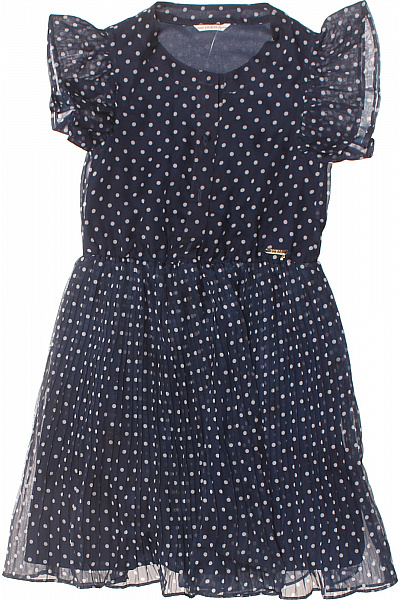 Guess Dívčí šaty Tmavě Modré Puntíkované Plisované Letní Vel. 7