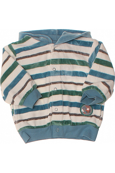 kanz Dětská souprava modrá s potiskem auta pruhovaná velurová Velikost 56 | kanz | obrázek 2