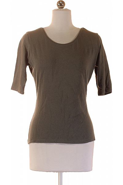 COTTON CANDY Dámské Khaki Tričko Basic S Kulatým Výstřihem A Tříčtvrtečním Rukávem Velikost S