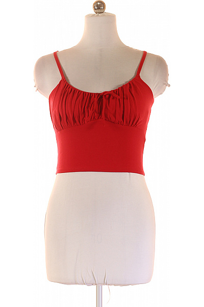 Hollister Dámské červené bavlněné crop top tílko se špagetovými ramínky a uzlem Vel. L | Hollister | obrázek 2