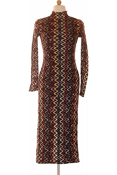 MISSONI Vlněné Pletené Midi šaty S Dlouhým Rukávem Rolákové Upnuté Retro Vel. 42