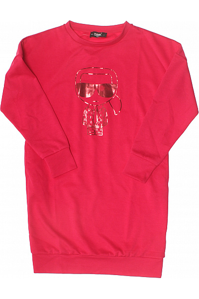 Karl Lagerfeld Dívčí šaty Dlouhý Rukáv červené Polyesterové S Potiskem Velikost 156