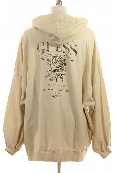 Guess Bavlněná béžová dámská oversized mikina s kapucí streetwear Vel. ONESIZE | Guess | obrázek 2