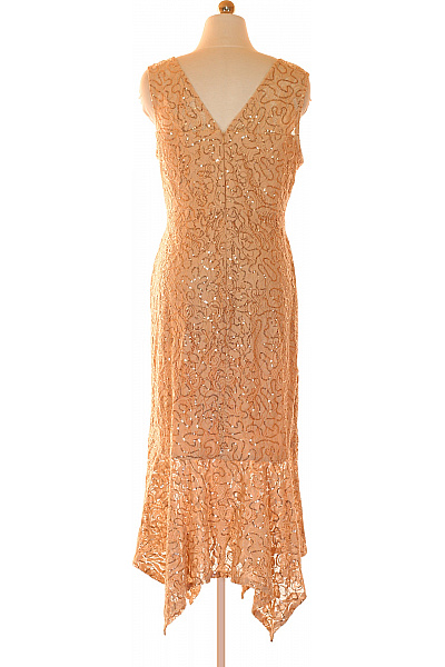 Kensie Dámské šaty bez rukávů zlaté třpytivé elegantní společenské midi Velikost L | Kensie | obrázek 2