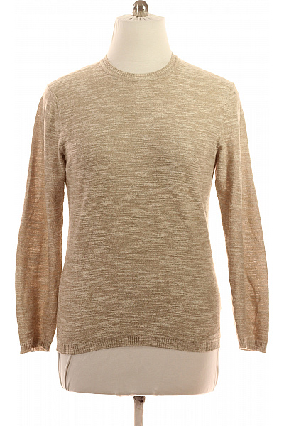 SISLEY Pánský Béžový Melírovaný Lehký Pletený Pulovr Basic Velikost M