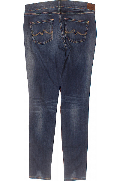 Dámské Bavlněné Modré Džíny Strečové úzké Seprané Velikost M