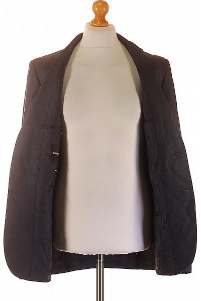 Vlněné společenské sako tmavě modré dvouřadé vypasované elegantní Velikost 102 | Unimoda | obrázek 3