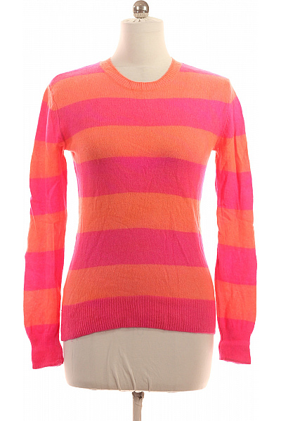 Zwillingsherz Dámský kašmírový pulovr pruhovaný růžovo-oranžový pletený Vel. M | Zwillingsherz | obrázek 2