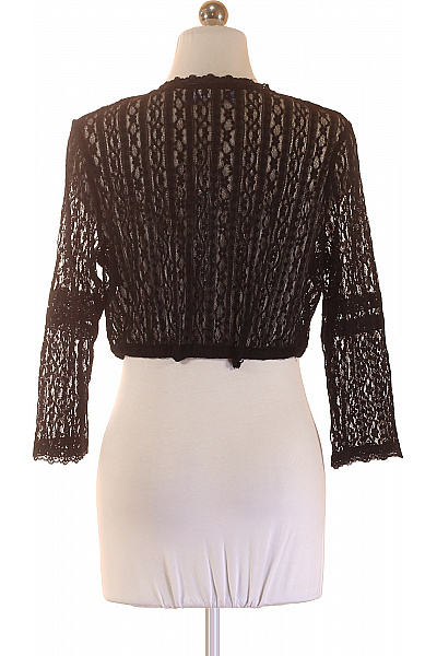 Dámská černá krajková halenka crop s 3/4 rukávem elegantní Vel. S | Unimoda | obrázek 2