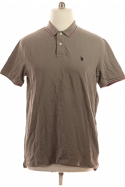 U.S.POLO ASSN. Pánské Polo Tričko Hnědé Krátký Rukáv Jednobarevné Basic Vel. Xxl