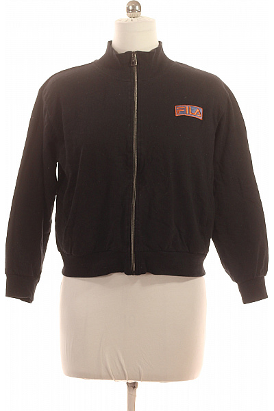 FILA Dámská bavlněná černá mikina na zip streetwear zkrácená Velikost M | FILA | obrázek 2