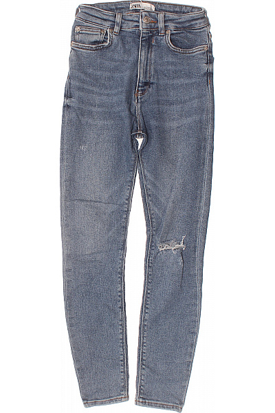 ZARA Dívčí Džíny Slim Vysoký Pas Roztrhané Modré Skinny Vel. 34 | ZARA | obrázek 2