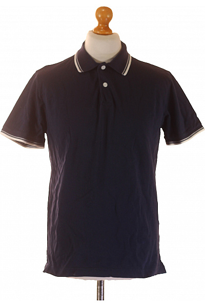 LAWRENCE GREY Pánské bavlněné tmavě modré polo tričko s krátkým rukávem a límečkem Vel. l | LAWRENCE GREY | obrázek 2