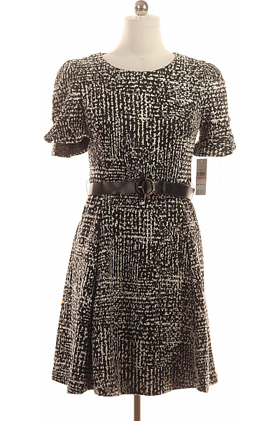 Donna Karan Bavlněné Černobílé Letní Šaty Krátké Elegantní S Páskem Vel. 40