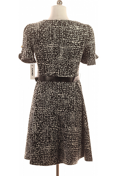 Donna Karan Bavlněné Černobílé Letní Šaty Krátké Elegantní S Páskem Vel. 40 | Donna Karan | obrázek 2