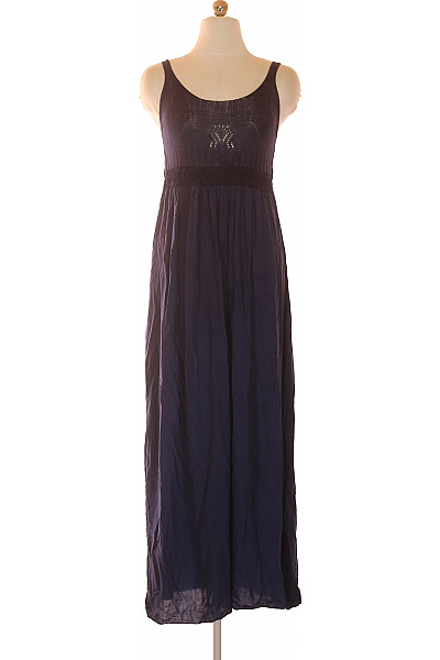 ZAUBERSTERN Dlouhé Tmavě Modré Letní šaty Na Ramínka Volné Boho S Páskem Vel. XS