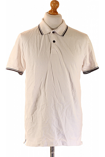 LAWRENCE GREY Bavlněné bílé polo tričko s krátkým rukávem a proužkem Vel. l | LAWRENCE GREY | obrázek 2