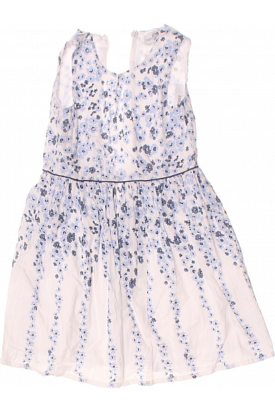 Happy Girls Dívčí Bavlněné šaty Bílé Modré Květy Letní Volánové Velikost 128