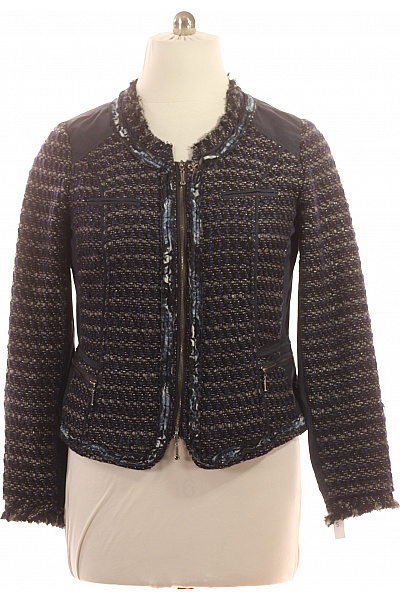 Biba Dámská tvídová bunda krátká modrá černá elegantní se zipem Vel. 44 | Biba | obrázek 2