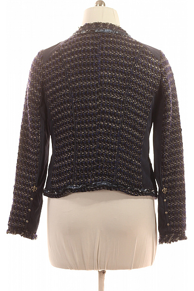 Biba Dámská tvídová bunda krátká modrá černá elegantní se zipem Vel. 44 | Biba | obrázek 3