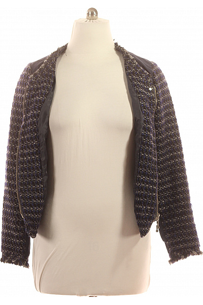 Biba Dámská tvídová bunda krátká modrá černá elegantní se zipem Vel. 44 | Biba | obrázek 4