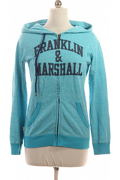 Franklin and Marshall Dámská světle modrá rozepínací mikina s kapucí a potiskem Velikost l | Franklin and Marshall | obrázek 2