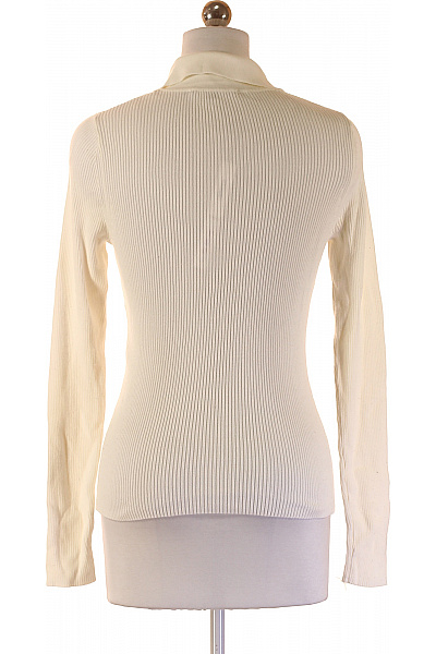 COMMA dámský žebrovaný pulovr s límečkem bílý viskózový Velikost 34 | COMMA | obrázek 2
