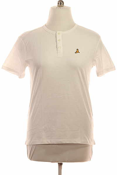 BRAVE SOUL Pánské bílé tričko henley s krátkým rukávem basic s výšivkou Vel. M | BRAVE SOUL | obrázek 2